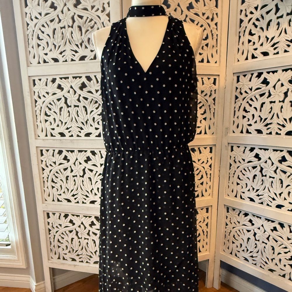 White House Black Market Black and White High Low Dress NWT Sz 10